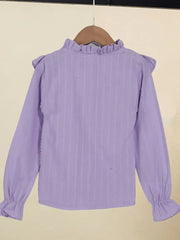 Solid Color Long Sleeve Woven Top Cotton Shirt