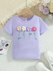 Sweet Flower Decor Short Sleeve T-shirt