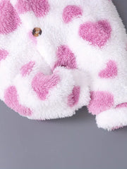 Autumn-Winter Heart Plush Hooded Long-Sleeve Bodysuit