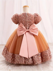 Sparkling Gown 3D Flower Decor Sequins Spliced Flower Dress