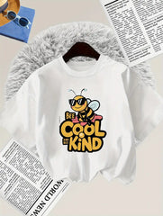 Short-Sleeve T-Shirt Cute And Cool Bee And Letter Print Cartoon Design