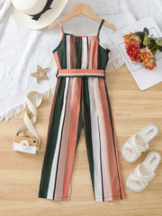 Jumpsuit with Geometric Color-Block Print And Belt