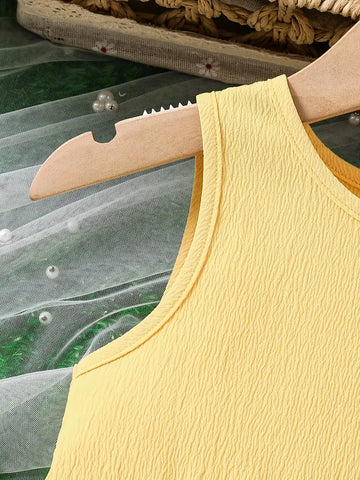 Sleeveless, Button Detail Chic Summer Princess Dress
