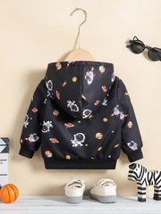 Astronaut & Planets Pattern Hooded Jacket