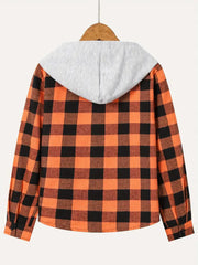 Long Sleeve Hoodie Button Down Plaid Shirts