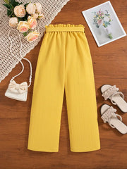 Casual Outing Elastic Waistband Design Trousers with Belt