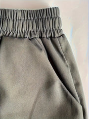 Pockets Elastic Waist Casual Loose Trouser
