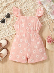 Casual Daisy Print  Summer Sleeveless Jumpsuit