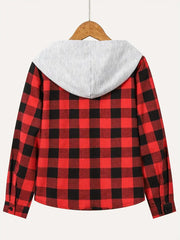 Long Sleeve Hoodie Button Down Plaid Shirts