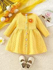 1pc Long Sleeve Knee-Length Adorable Cable Knit Dress