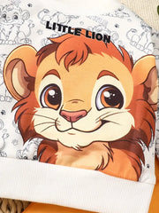 Cute Lion Print Onesie And Pants Set