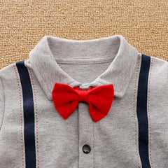 Gentleman's Polo One-piece Suit With Red Bow