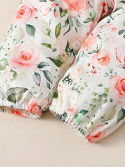 Solid Color Long Sleeve Top + Floral Print Pants + Headband