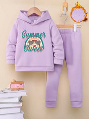 2pcs Hoodie And Pants,Letter Print Long Pants Set