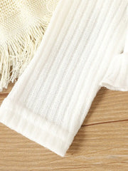 Solid Rib Knit Ruffle Trim Round Neck Long-sleeve Cardigan/Crop Top