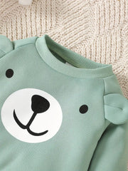 Two-piece Set C, Long Sleeve Hoodie and Bear Printed Pants Suit