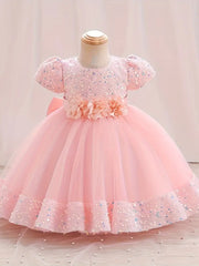 Sparkling Gown 3D Flower Decor Sequins Spliced Flower Dress