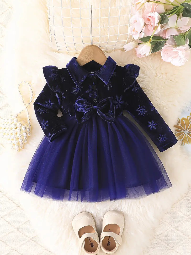 Charming Floral Print Long Sleeve Tutu Dress