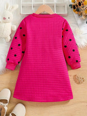 Rabbit Print 3D Bow Round Neck Long Sleeve Sweatshirt Dress