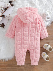 Warm Heart Jacquard Hooded Jumpsuit