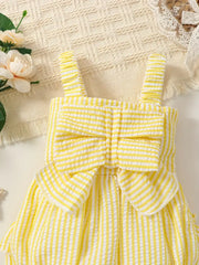 Infant Baby Cute Chic Striped Bow Cami Onesie Romper