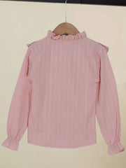 Solid Color Long Sleeve Woven Top Cotton Shirt