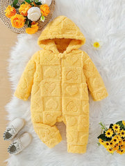 Warm Heart Jacquard Hooded Jumpsuit