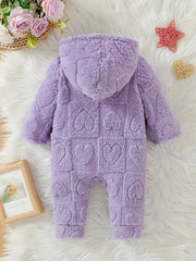 Warm Heart Jacquard Hooded Jumpsuit