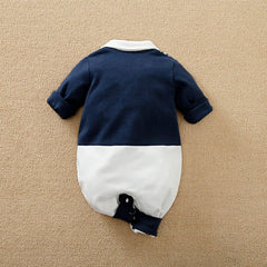 Gentleman's Polo One-piece Suit With Printed Strips