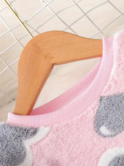 2pcs Spring and Autumn Round Neck Love Plush Hoodie Trousers Set