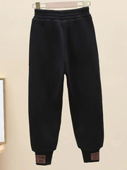 Warm Trousers Patched Fleece Sweatpants