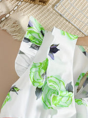 Chic Floral Dress for Girls with V-Neck & Belt