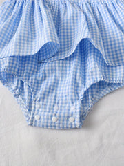 Adorable Summer Plaid Suspender Rompere