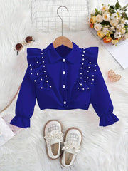 Ruffles Lapel Button Up Crop Shirt