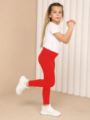 High Stretch Soft Leggings Plain Color Pure Black Elastic Waist Pants