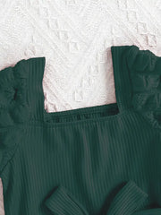 Short Puff Sleeve Ribbed Jumpsuit