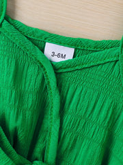 Sleeveless Summer Princess Green Jacquard Fabric Dress