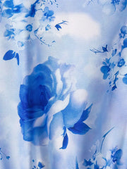 Summer Bubble Sleeve Butterfly Print Pleated Belted Dress