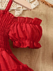 Casual Solid Color Medium Length with Tiered Ruffle Detail Fashion Sleeveless Dress