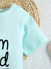Casual Short Sleeve MOM+DAD=ME Print Cotton Bodysuit