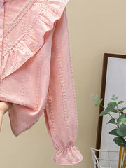 Solid Color Long Sleeve Woven Top Cotton Shirt