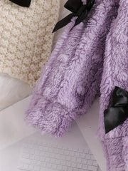 Bow Hooded Top and Trousers Two-Piece Combination Set