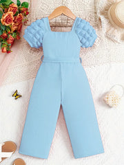 Short Puff Sleeve Ribbed Jumpsuit