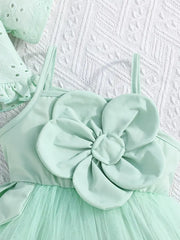 2pcs Design with a Ruffled Edge Knitted Short-Sleeve Set
