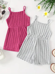 2pcs Set Threaded Shorts Bodysuit Pit Stripe