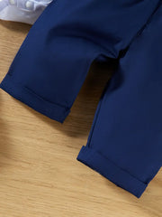 Gentleman's Lapel Romper Set with Bowtie