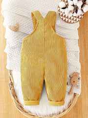 Solid Color Casual Corduroy Overalls