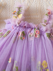 Floral Embroidered Sheer a Non-Stretch Solid Color Princess Ballet Skirt