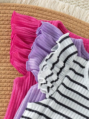 3pcs Basic Crew Neck Striped Vest
