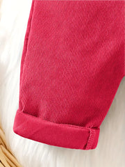 Solid Color Casual Corduroy Overalls